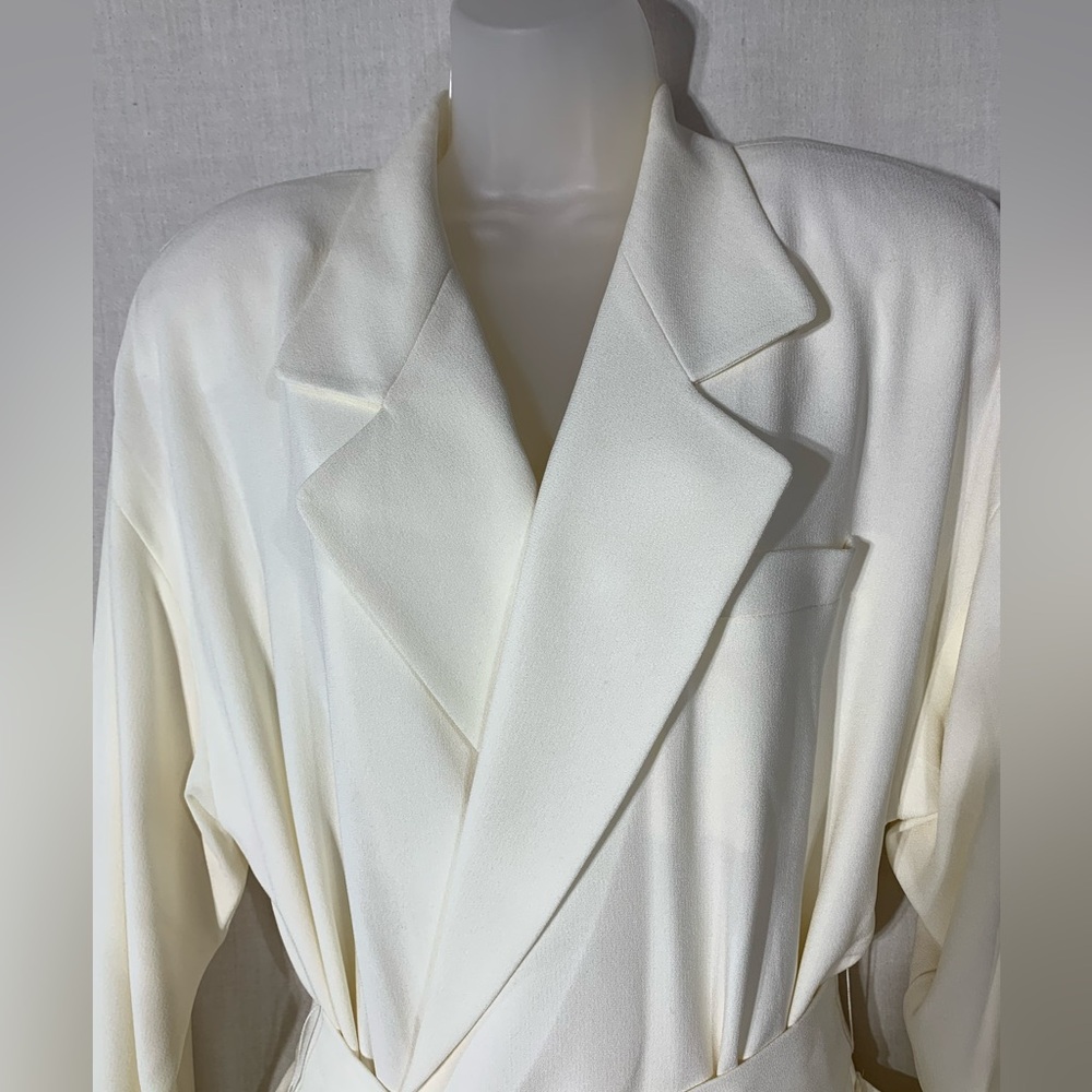 Vintage Liz Claiborne collection light ivory open blazer with tie band Size 10 - Picture 2 of 9